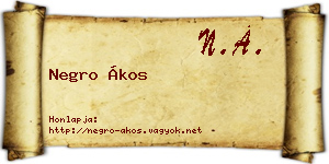 Negro Ákos névjegykártya