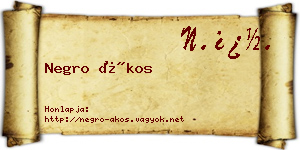 Negro Ákos névjegykártya